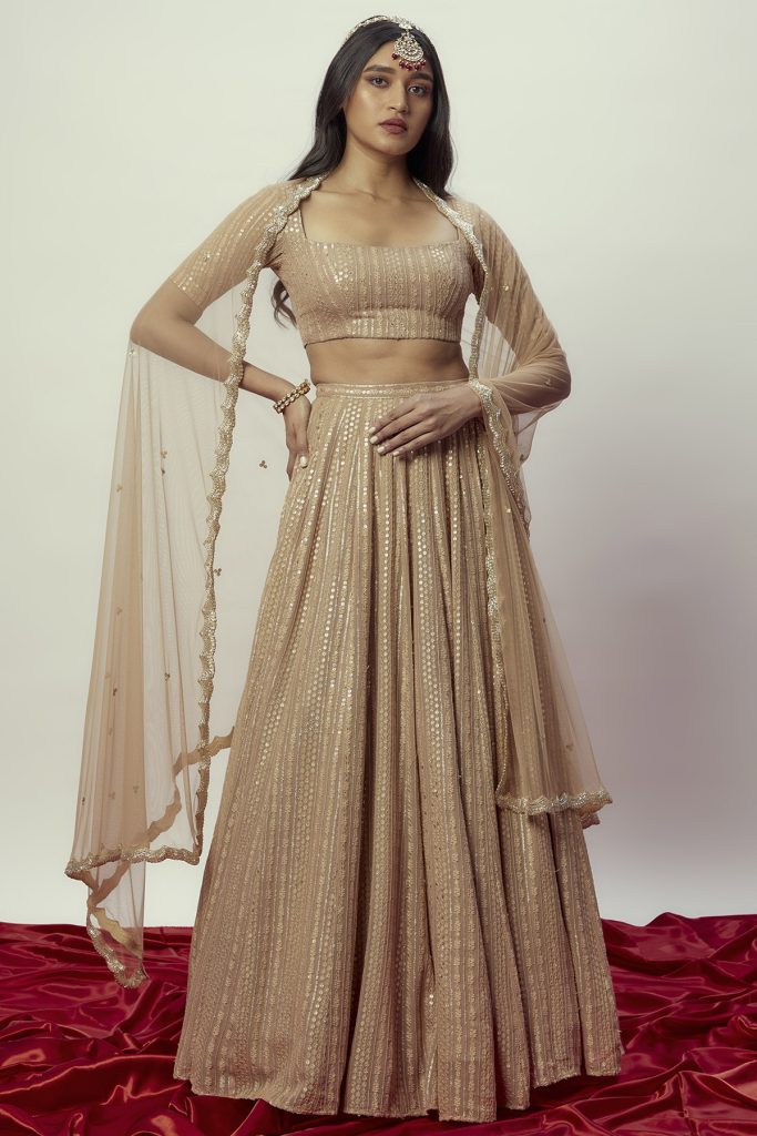 Arya Rose Gold Lehenga Fashion Designers India