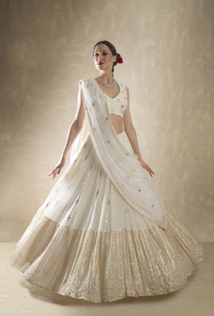 Daisy Porcelain White Lehenga Fashion Designers India