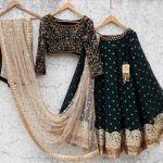 Deep Green Sequin and Zardozi Lehenga Set - Designer Brand Priti Sahni - London England United Kingdom - Black Thread Co - 1