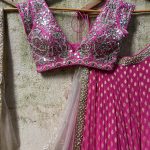 Fuchsia and Nude Lehenga Set - Designer Brand Priti Sahni - London England United Kingdom - Black Thread Co - 2
