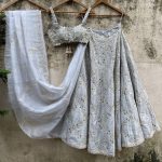 Smokey Grey Bridal Embroidered Lehenga Set - Designer Brand Priti Sahni - London England United Kingdom - Black Thread Co - 1