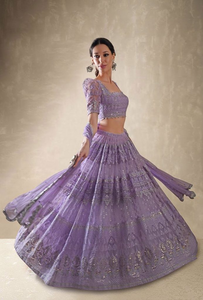 Viola Lilac Net Lehenga Fashion Designers India